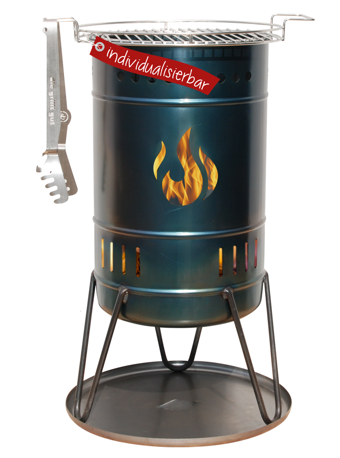 Stahlbude Feuerkorb 50 Liter Füllvolumen mit Zubehör und Wunschmotiv